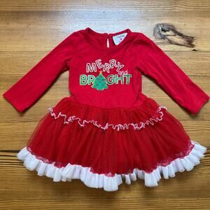 Counting Daisies red Merry Bright Christmas long sleeve tutu dress SIZE‎ 18M